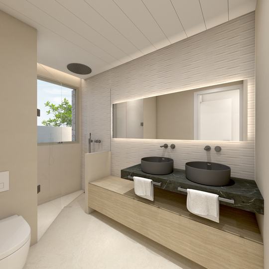 Baño principal con doble lavabo