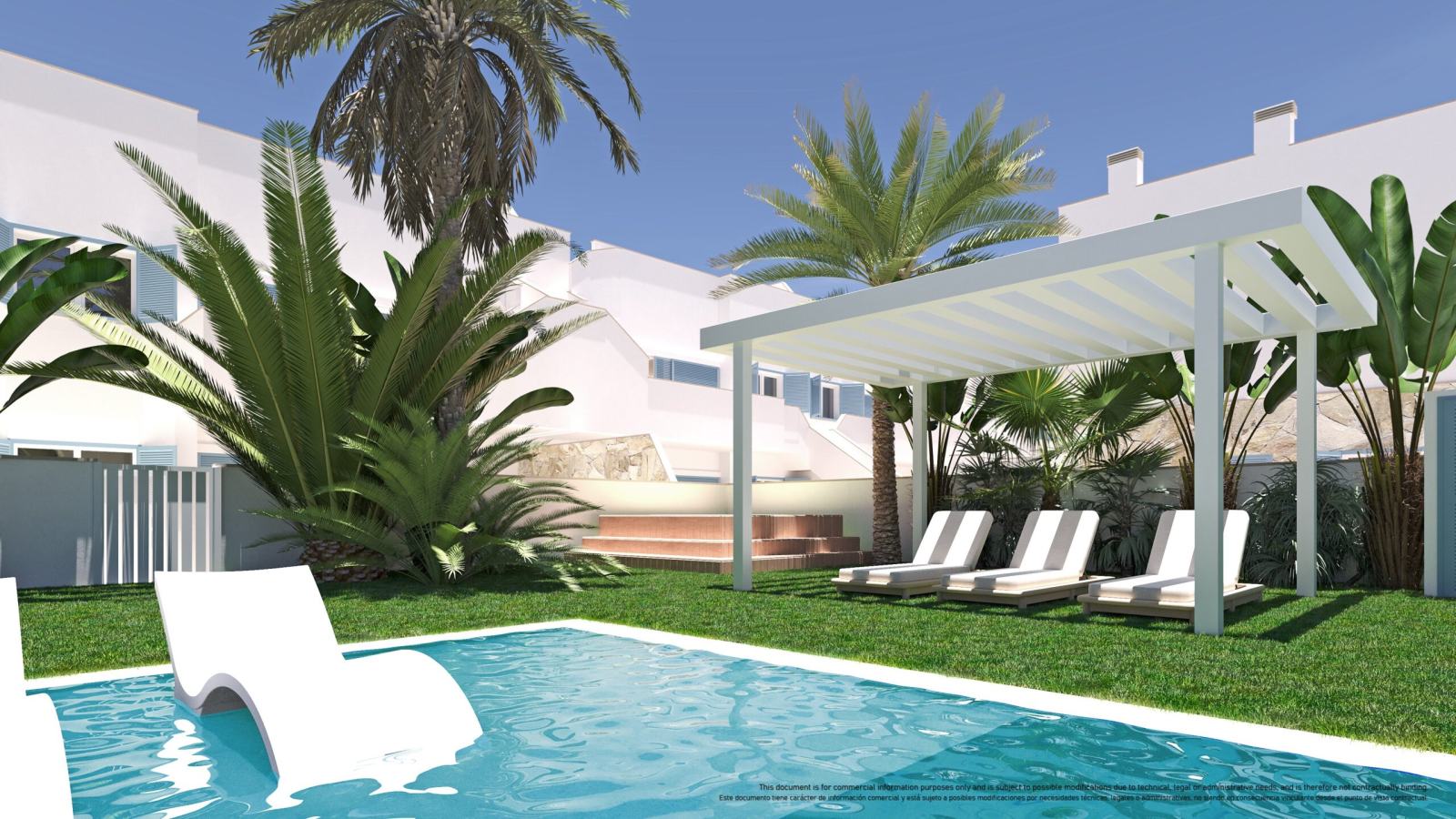 Pérgola junto a la piscina
