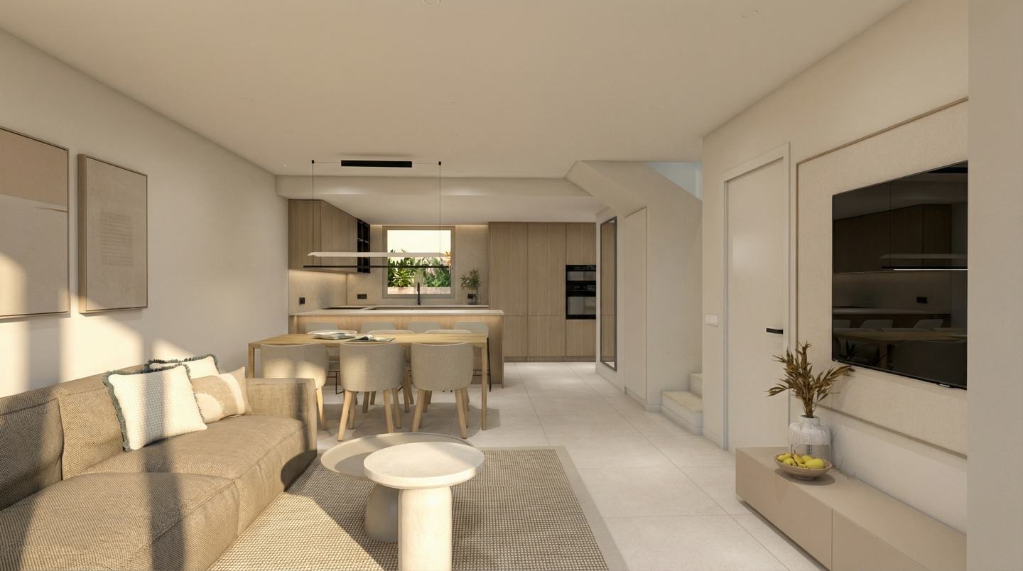 Salón comedor con cocina al fondo